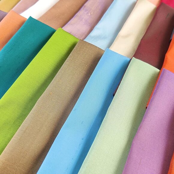 Pure Silk Dupioni Fabric 8 Fat Quarters 18x22 Inches Multiple Colors for Sewing - Picture 6 of 8